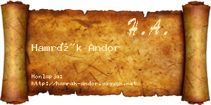 Hamrák Andor névjegykártya